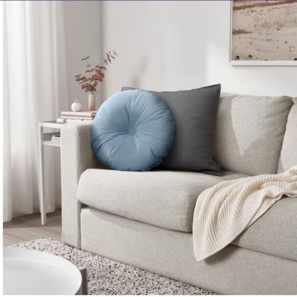 Set of Vintage Round Gathered Crush Velvet floral Cushions Chic Filled Luxury - Picture 12 of 16